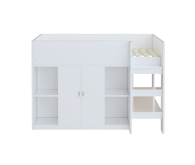 Cama alta para niños 95x205 Blanco