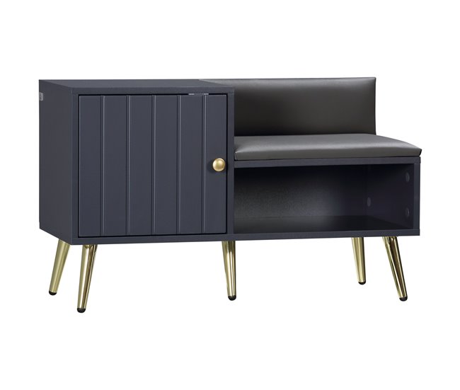 Banco Zapatero Melamina de Madera, Acero HOMCOM Gris