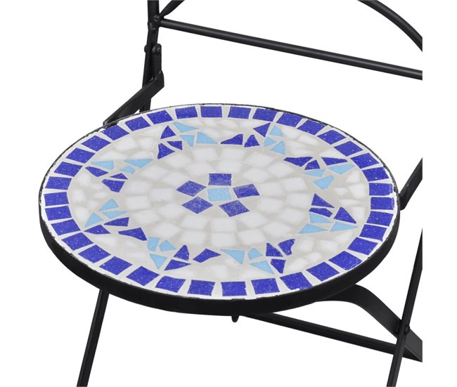 2 Sillas de jardín bistró plegables de cerámica Azul