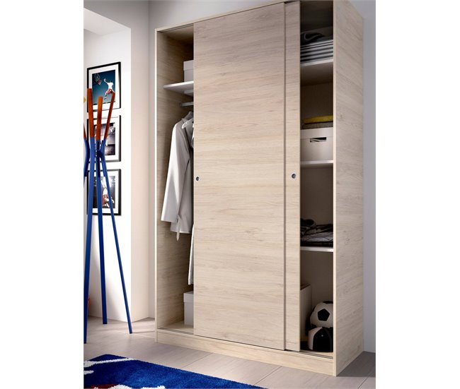 Armario 2 puertas efecto madera 120 Blanco