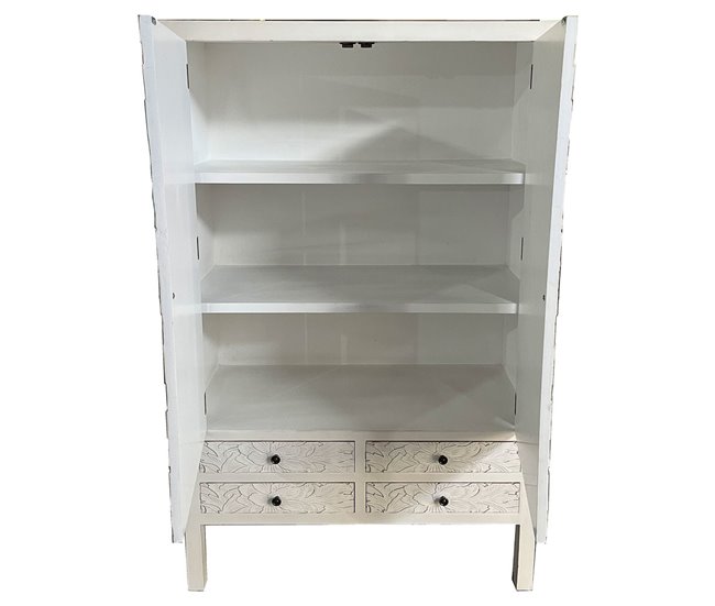 Armario de madera de 4 cajones y 2 puertas Blanco
