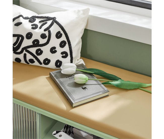 Banco Zapatero con Puertas Correderas de vidrio FSR115-GR SoBuy Verde