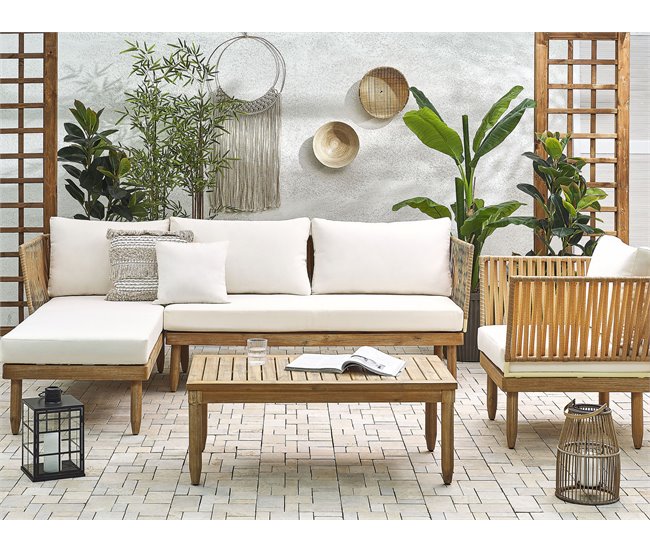 Beliani Conjunto longue CREMONA Blanco/ Beige