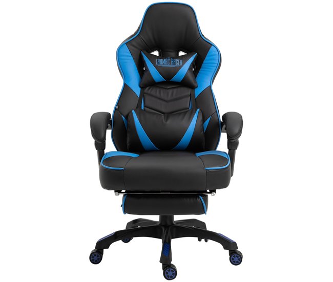 Silla Gaming Tilos En Simil Cuero Azul/ Negro