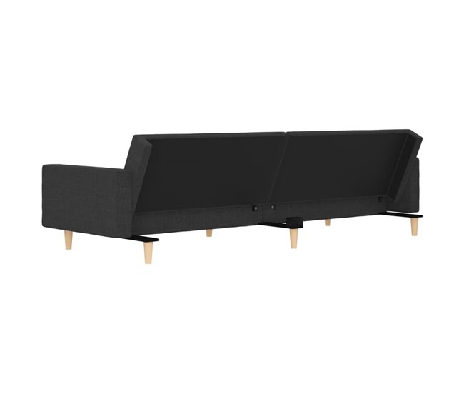 Sofá cama de 2 plazas con dos almohadas tela Gris Oscuro