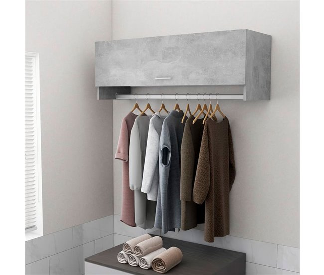 Armario compacto Apolo  puerta +  barra para colgar  hormigón 100 Gris