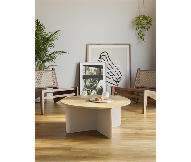 Mesa de centro redonda HILLARY Beige