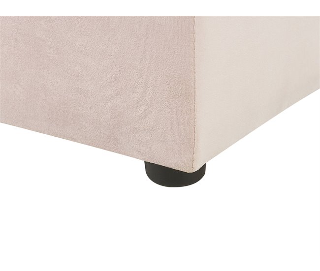 Beliani Cama con banco de almacenaje Terciopelo NOYERS 190x247 Azul Marino