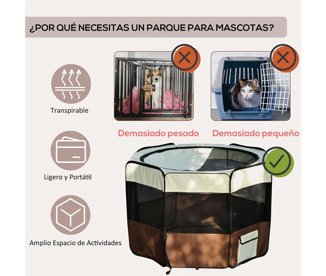Parque Mascotas Plegable Tela Oxford, Acero PawHut Multicolor