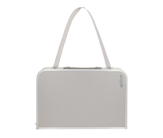 Aktive Mesa plegable camping maletín antideslizante c/red auxiliar Beige