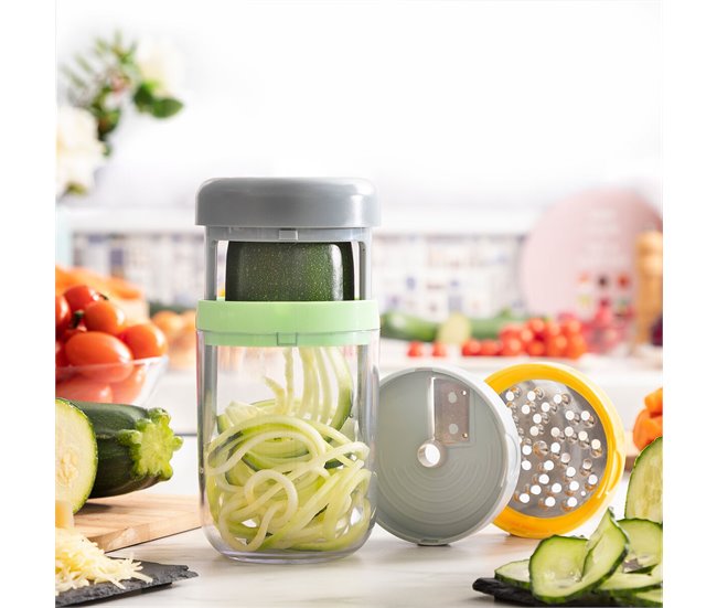 Cortador de Verduras en Espiral y Rallador con Recetas Naranja