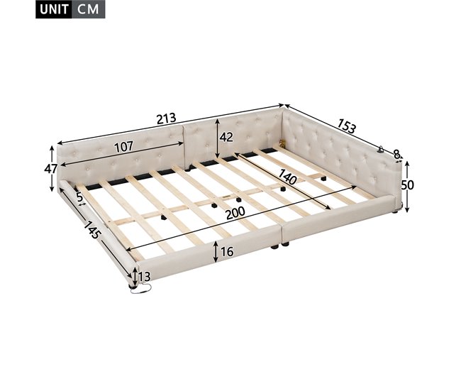 Camas de matrimonio 153x213 Beige