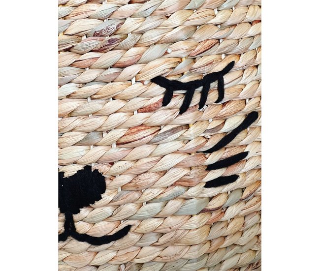 Cesta de almacenaje en jacinto de agua, forma de gato Beige