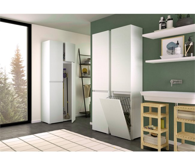 Armario multiusos 2 puertas efecto madera 45 Blanco