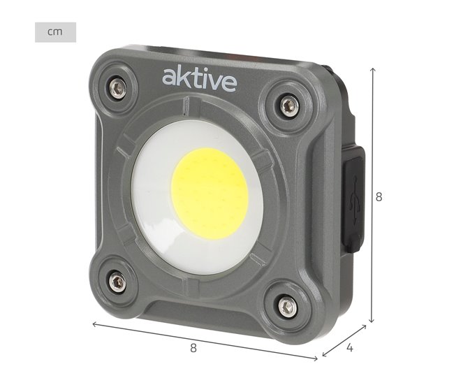Aktive Foco LED portátil multiusos 3 posiciones c/cargador USB Gris