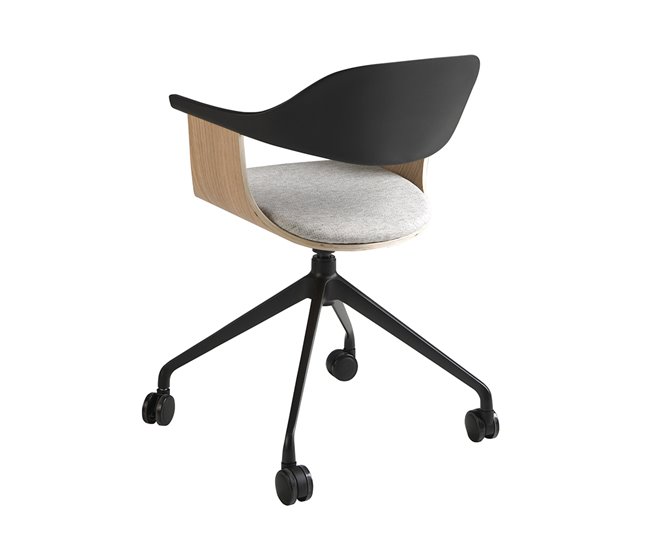ANGEL CERDA Silla oficina giratoria tela gris claro y pvc negro Gris