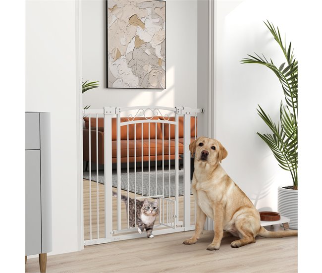 Barrera para Perros Acero, PA PawHut Blanco