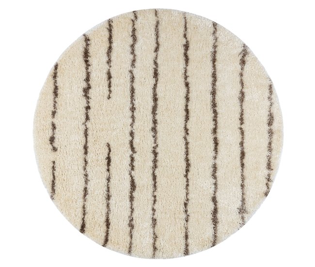 Alfombra FLUFFY 2371 circulo shaggy rayas 160x160 Crema