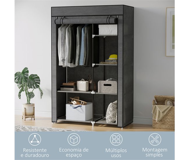 Armario de Tela Tela no Tejido, Acero HOMCOM Gris