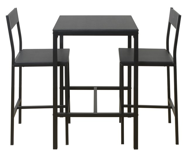 Conjunto de mesa alta con 2 taburetes JAMIE Negro