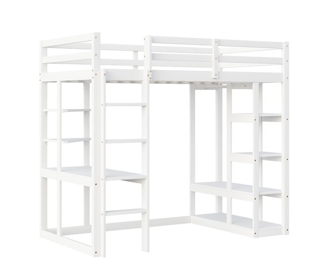 Cama alta para niños 98x205 Blanco