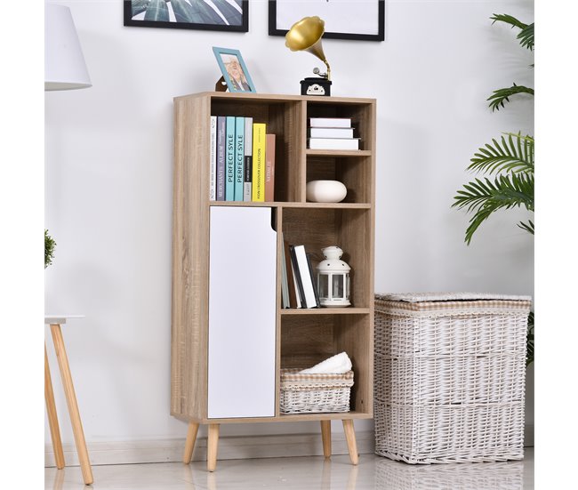 Aparador Alto Melamina de Madera HOMCOM 60 Blanco