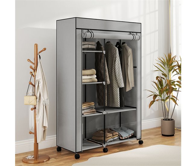 Armario de Tela Acero, Tela no Tejida HOMCOM Gris