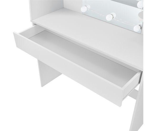 Tocador Köla Mesa de Maquillaje con Espejo con LED aglomerado 108 Blanco