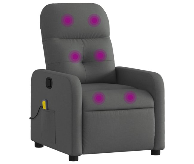 Sillón Reclinable De Masaje Gris Oscuro