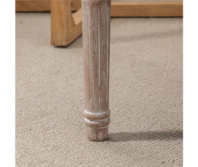 Taburete para Pie de Cama Poliéster, Espuma y Madera de Caucho Crudo