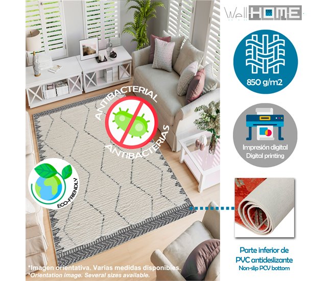 Alfombra De 100 X 150Cm 150x100 Azul