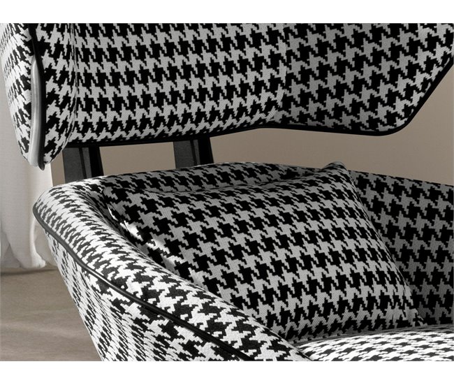 ANGEL CERDA Sillón giratorio tela blanca y negra Blanco/ Negro