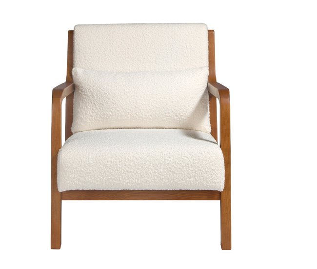 ANGEL CERDA Sillón tela blanco Nogal