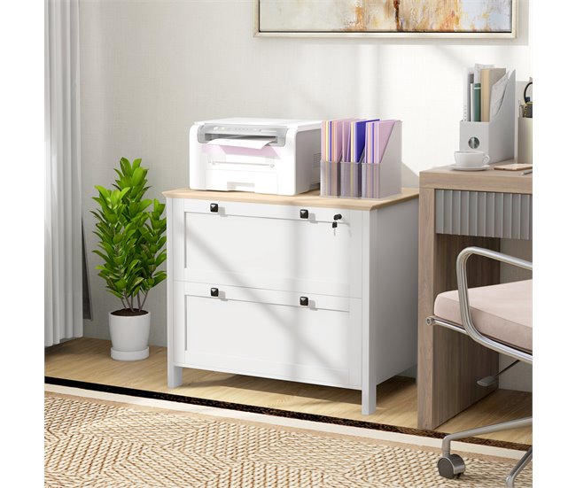 Cajonera de Oficina Melamina de Madera HOMCOM Blanco