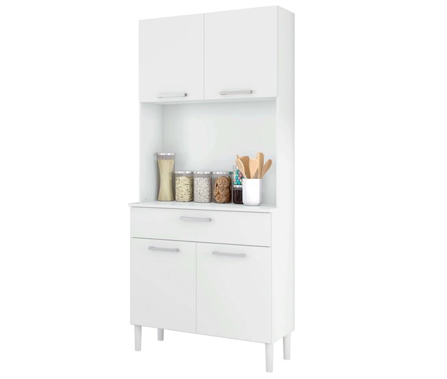 Armario Cocina Aparador 4 Puertas 1 Cajón Blanco