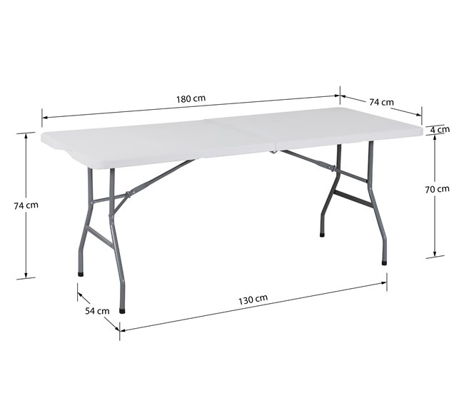 Mesa multiusos CATERING plegable 180x74cm HDPE blanco Blanco
