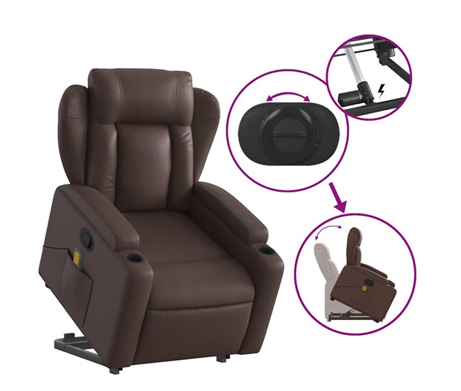 Sillón Reclinable De Masaje Elevable Marron