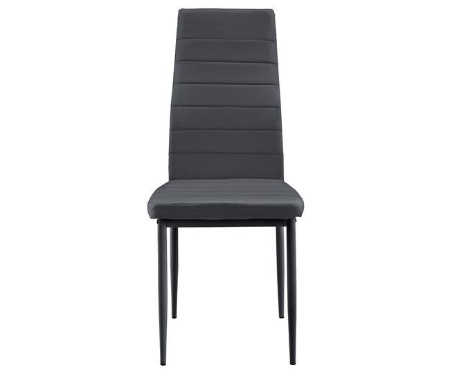 Mesa de comedor con 6 sillas Bjerkvik MDF hierro polipiel 140x60 Negro/ Gris