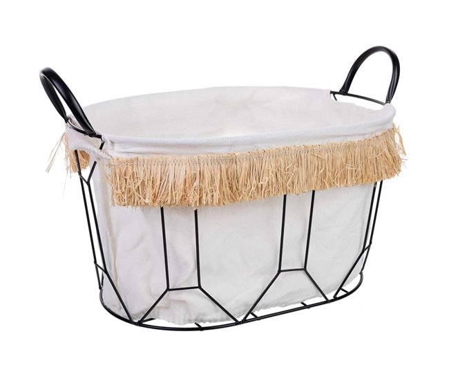 Cesto de metal y tela Blanco