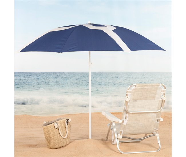 Aktive Sombrilla de playa 8 varillas inclinable Azul