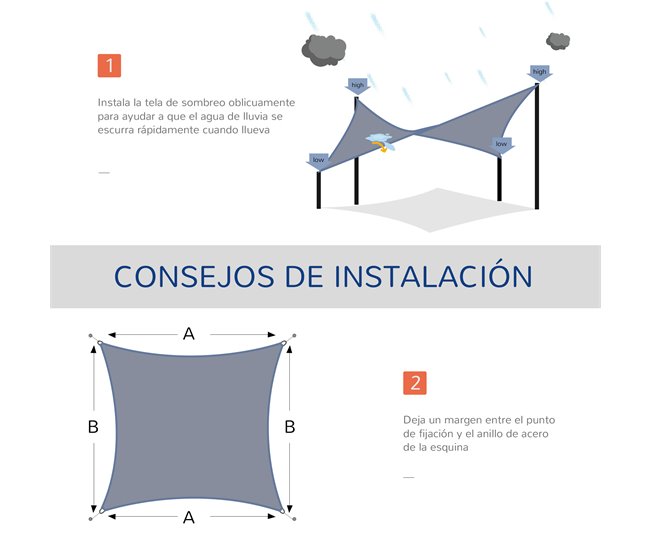 Toldo de Vela HDPE Outsunny, terraza y jardín - carpas y toldos Gris