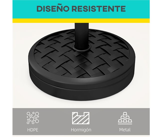 Base de Sombrilla HDPE, Cemento Outsunny Negro