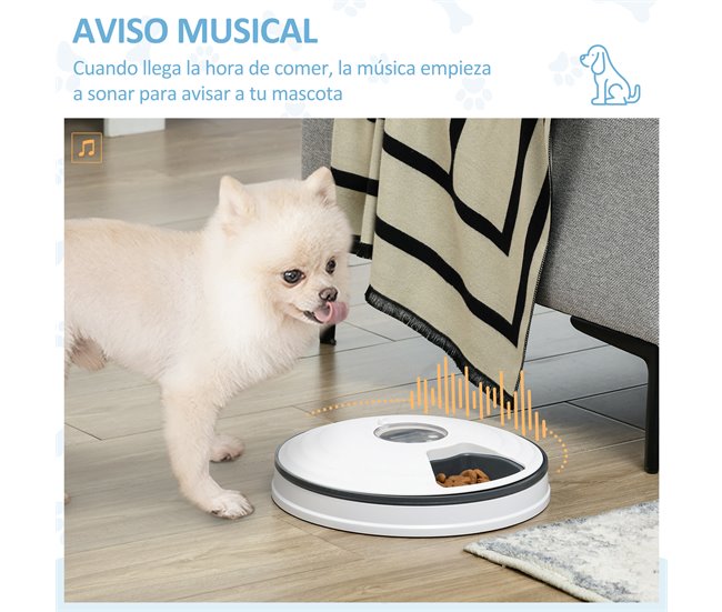 Alimentador Automático ABS, PS PawHut Blanco