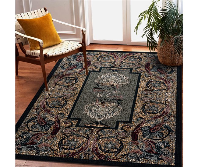Alfombra de lana POLONIA Mozaika oriental 200x300 Azul/ Negro