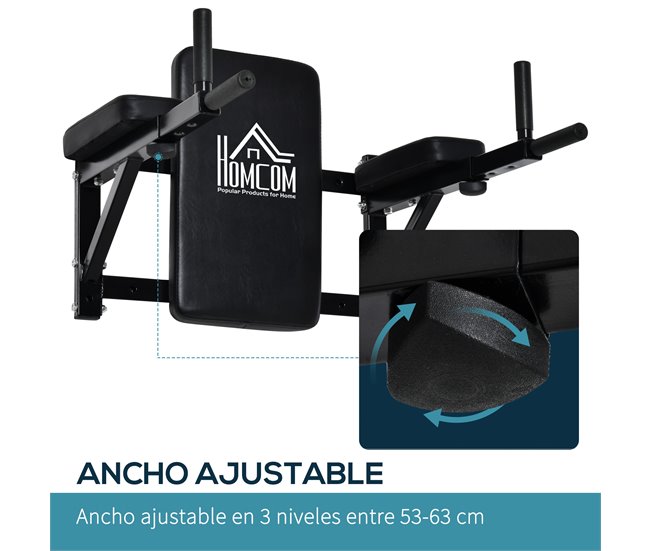 Barra de Dominada Acero, PVC, Espuma HOMCOM Negro