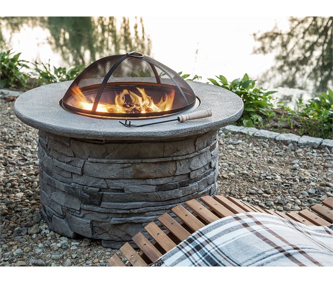 Beliani Fogón de madera TAMBORA Gris Claro