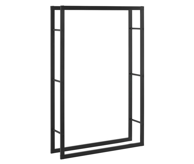 Soporte para leña Täby acero 100 Negro