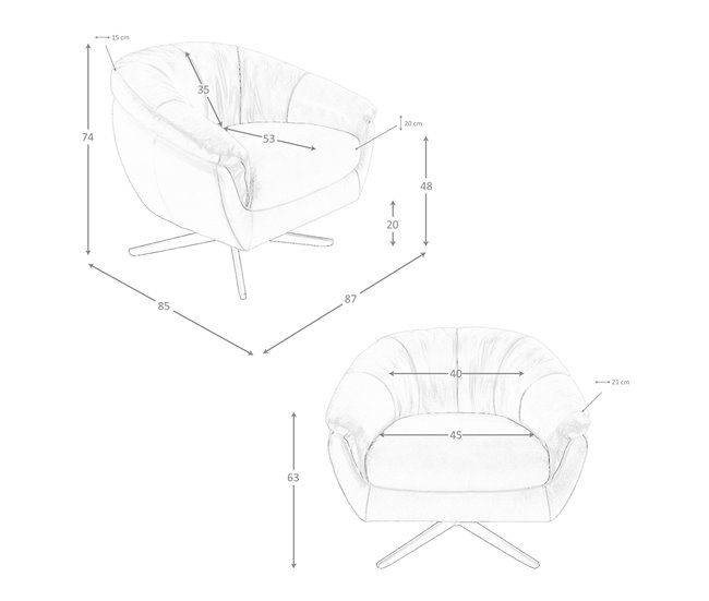 ANGEL CERDA Sillón giratorio piel gris Gris