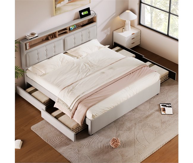 Camas de matrimonio 204x164 Beige