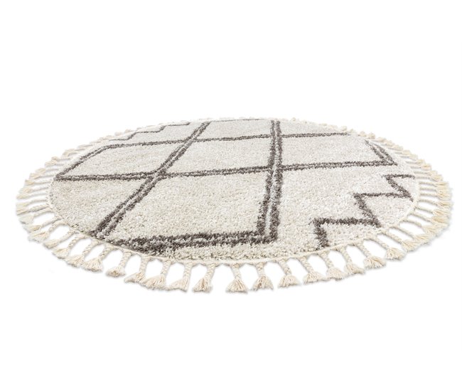 Alfombra BERBER ASILA Franjas Bereber Marroquí 160x160 Crema